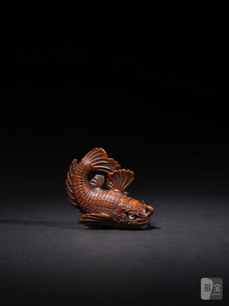 木彫根付 鯱 銘「竹山左刀」 19世紀 | NETSUKE EN BOIS REPRÉSENTANT UN SHACHIHOKO - 图3